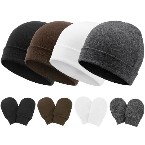 BQUBO Baby Hats and Mittens Infant Cotton Beanie Gloves No Scratch Set Newborn Hospital Hat for Boys Girls