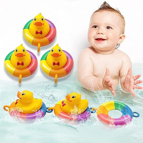 Duck Tubing Floating Bath Toys Mold Free No Holes Bathtub Float Play Connecting Rings with Ducks for Baby Toddlers and Kids