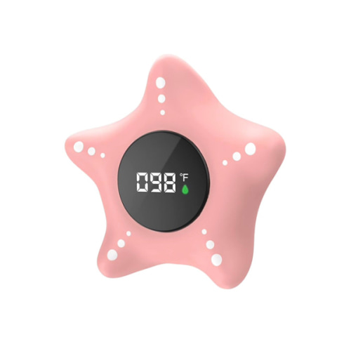 LEDFAAH Baby Bath Thermometer Safety, Auto On & Off Bathtub Thermometer Floating Toy, Digital Bathing Water Temperature Warning, Pink Sea Star Shape
