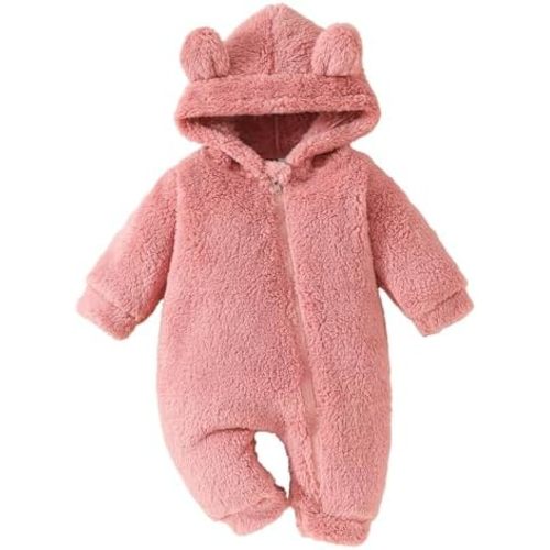 Newborn Baby Bear On𝐞sie Outfit Suit Girls Boys Fleece Jumpsuit Romper Hooded Winter Clothes Outwear Snowsuit