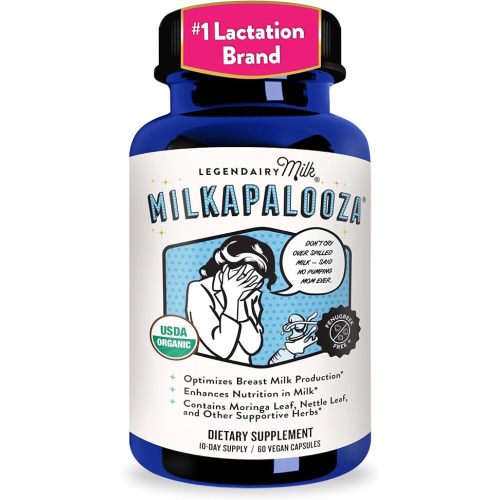 Legendairy Milk Milkapalooza Lactation Supplement for Breastfeeding Moms, Increase Breast Milk Supply with Organic Moringa, Fennel, Nettle, & Shatavari, Vegan Postpartum Essentials Fenugreek-Free 60ct