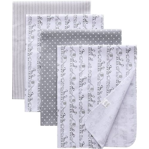 Gina Era Flannel Receiving Blankets, Baby Swaddle Blankets 100% Cotton 4 Pcs One Size 30 X 30 Inch for Baby Boy or Baby Girl (Style10)