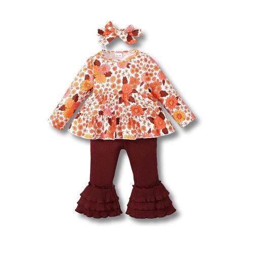 XUANHAO Baby Girl Clothes Infant Toddler Girl Clothes Fall Winter Outfits Long Sleeve Ruffle Tops Girls Pants Sets 3-24M