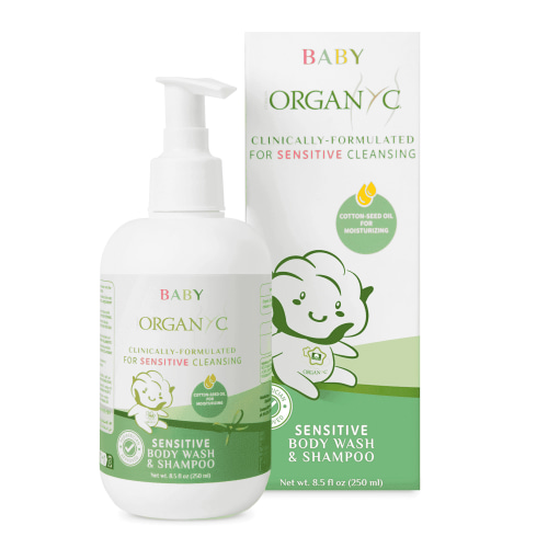 Organyc Baby Shampoo & Body Wash with Skin-Nurturing Cotton Seed Oil, Gentle Kids Body Wash, Naturally Formulated Baby Essentials, 8.5 fl oz