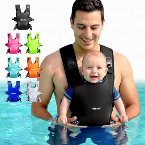 Baby Carrier for Water, 0-36 Months,13-33 lbs Portable Adjustable Baby Sling Support Infant Chest Holder Harness for Swimming Pool Beach Land, Black