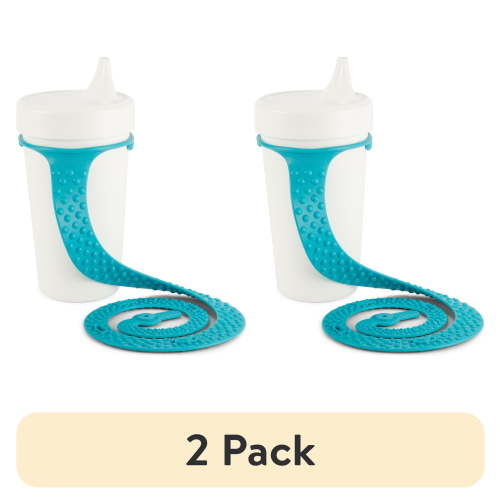 (2 pack) BooginHead Silicone SippiGrip Sippy Cup Holder Toy Tether, Infant & Toddler Boys & Girls, Cool Teal