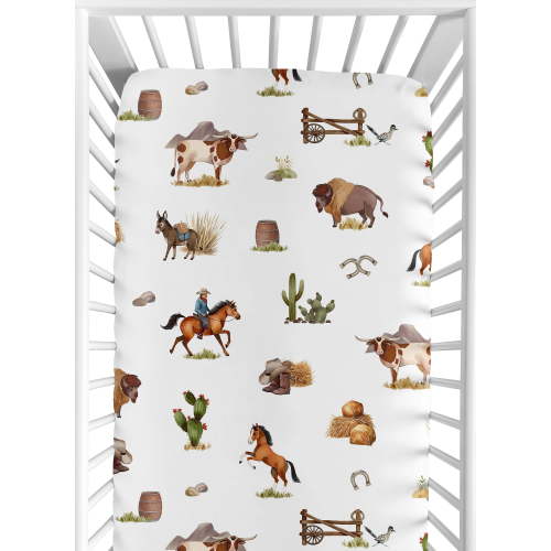 Sweet Jojo Designs Country Western Taupe Brown and Cream Fitted Crib Sheet
