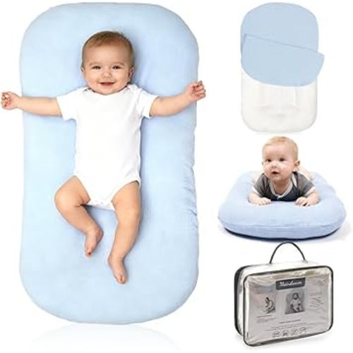 Baby Lounger - Snuggle Cozy Me Infant Lounger for Newborns | Breathable & Soft, Portable Awake-Time Pad, Essential Baby Gift (Lounger Cover Included)