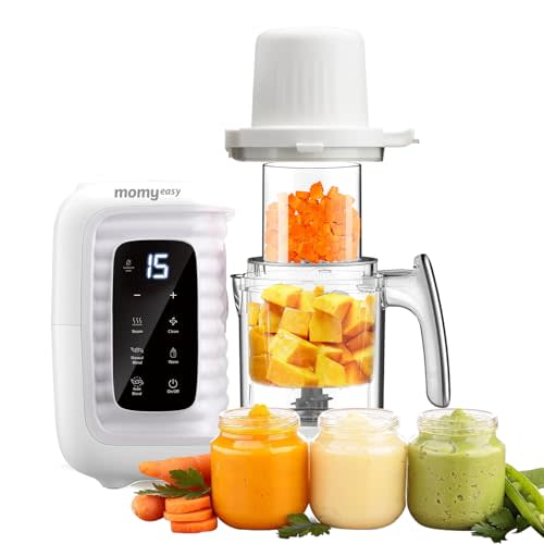 MOMYEASY Baby Food Maker, Multifunction Processor Chopper Grinder, Baby Food Steamer and Puree Blender in-One, with Bottle Warmer, Auto Cooking & Grinding with Touch Control Panel