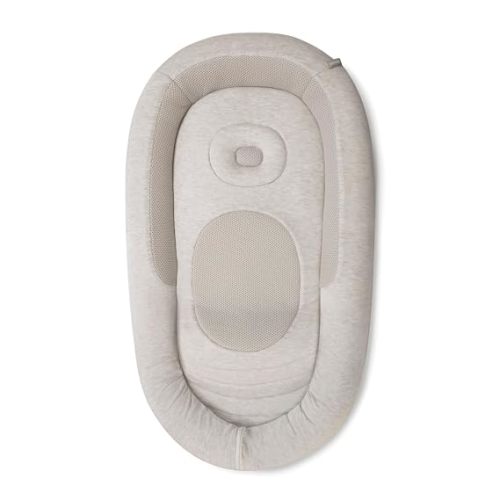 Inglesina Welcome Pod Baby Lounger, Quiet Beige - U.S. Compliant Infant Lounger for 0-8 Months - with Ergonomic Support for Supervised Tummy Time & Play - Breathable Bamboo & Cotton