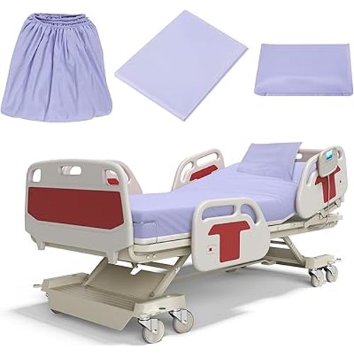 Moukeren 3 Pcs Hospital Bed Sheets Set Deep Pocket Fitted Sheet 36 with Elastic All Around Easy Care Knitted Jersey for Home/Nursing Home (Lavender Purple)