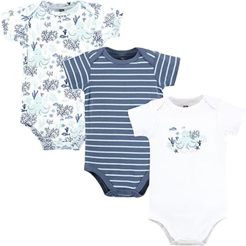 Hudson Baby Infant Boy Cotton Bodysuits, Mint Octopus, 3-6 Months