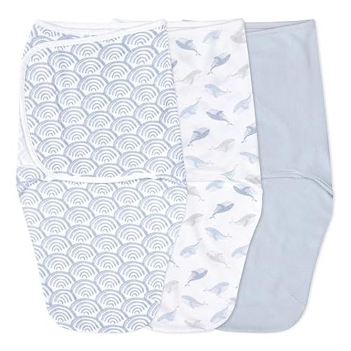 aden + anais Easy Swaddle Wrap, Newborn Wearable Swaddle Blanket, Adjustable Fasteners, 100% Cotton, 3 Pack, 0-3 Months, at Sea