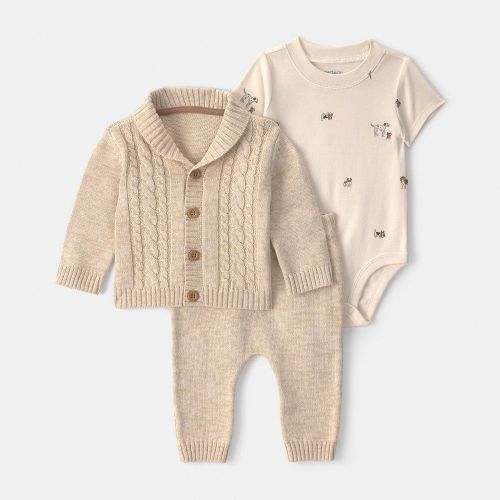 Baby Boy Carter’s 3-Piece 100% Cotton Sweater, Pant & Bodysuit Layering Set