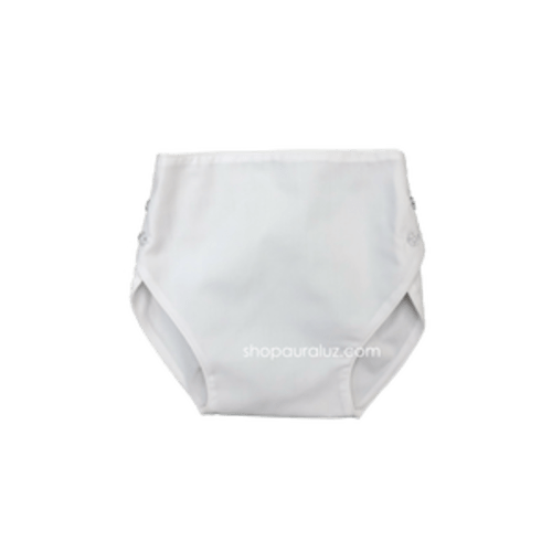 Auraluz Diaper Cover White with white piping trim | NB
