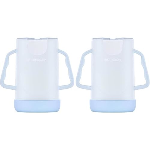 Momcozy Baby Pouch Holder No Squeeze, Baby Food & Juice Box Holder, Mess-Free, Easy Grip for Self-Feeding, BPA-Free & DEHP-Free, Must-Have for Babies, Blue (Pack of 2)