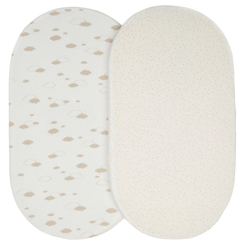 ÄLSKVÄRD Fitted sheet for bassinet - clouds/dots/off-white 41x75 cm (16x30 ")