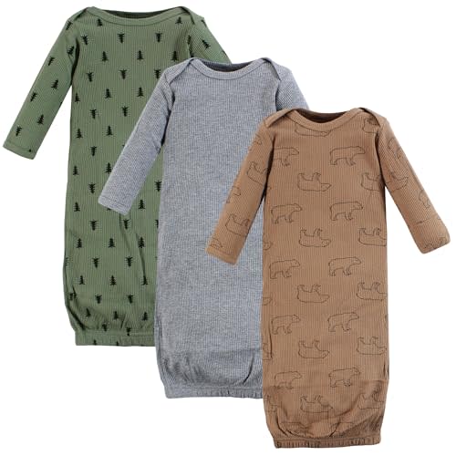 Hudson Baby Unisex Baby Thermal Gown 3pk, Bear Tree, Newborn