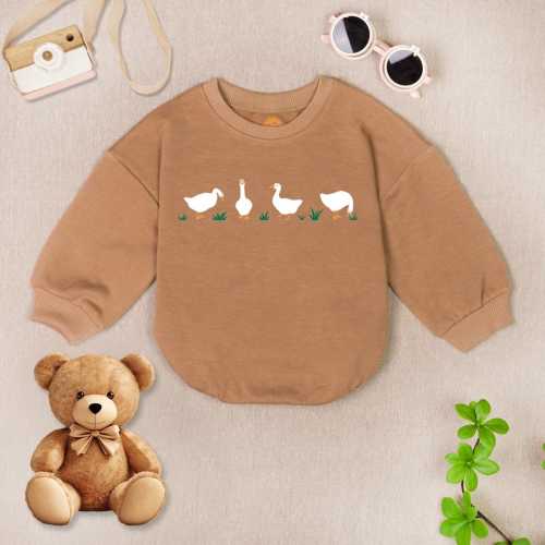 Funny Geese Baby Romper Sweatshirt, Cute Geese Baby Romper, Animal Lover Baby Bodysuit, Baby Shower Gift