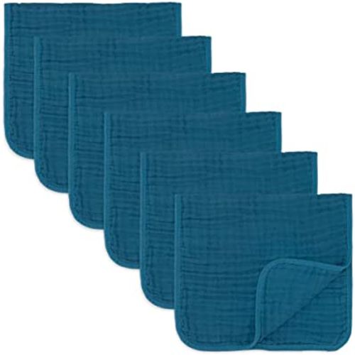 Comfy Cubs Muslin Burp Cloths Large 100% Cotton Hand Washcloths for Babies, Baby Essentials 6 Layers Extra Absorbent and Soft Boys & Girls Baby Rags for Newborn Registry (Neptune, 6-Pack, 20" X10")
