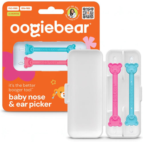Amazon.com: oogiebear: Baby Nose Cleaner & Ear Wax Removal Tool - Safe Booger & Earwax Removal for Newborns, Infants, Toddlers - Dual-Ended - Essential Baby Stuff, Diaper Bag, Raspberry & Seafoam with case
