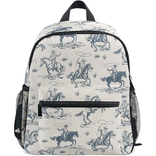 Western Cowboy Backpack for Kids, Preschool Toddler 12 Inch Mini Bookbag, Kindergarten Nursery Primary Student Travel School Bag for Boys Girls Children