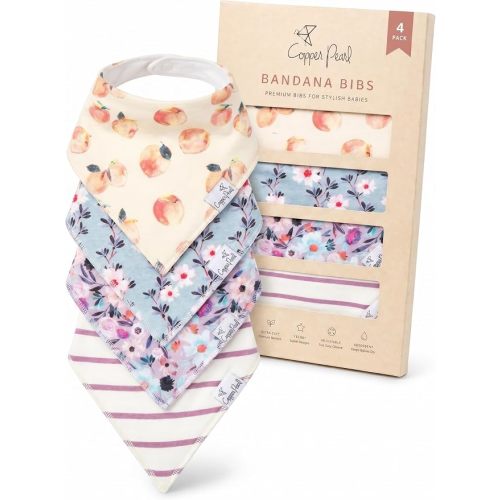 Copper Pearl Baby Bibs for Baby Boy or Girl – Bandana Drool Bibs for Teething, Absorbent Bibs for Eating, Newborn to Toddler, 4 Pack, Morgan