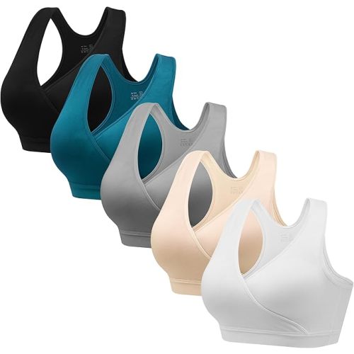 HBselect Nursing Bras for Breastfeeding, Maternity Nursing Sleep Bra Wireless Pregnancy Sleep Bralette 3/5 Pack