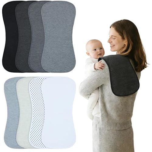 Waterproof Baby Burp Cloths 8-Pack - 4-Layer Super Absorbent Fabric, Extra Soft Plush Spit Up Rags for Newborns Infants, Unisex for Baby Boy Girl, Milk Spit Up Infant Towels