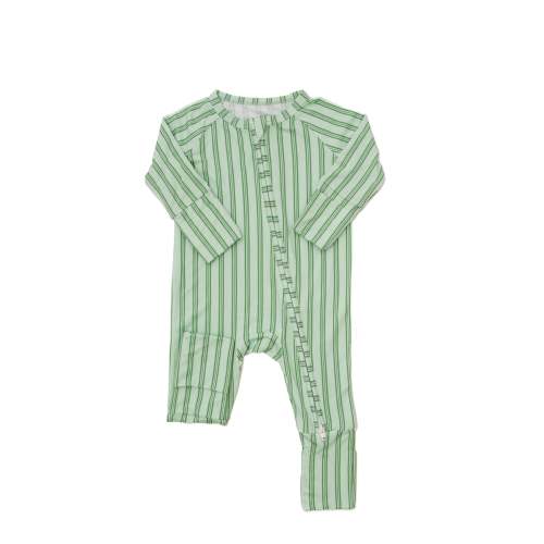 Green Ticking Stripe Sleep Romper