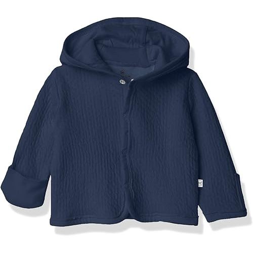HonestBaby Matelasse Snap-Front Hooded Jacket Organic Cotton for Infant Unisex Baby Boys & Girls