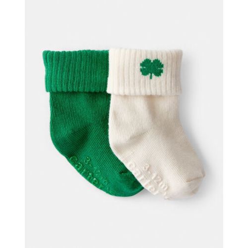 Baby 2-Pack St. Patrick's Day Shamrock Ankle Socks - Green/White | Carter's