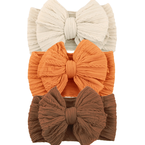 3-Pack Cable Bows, Brown/Orange/Oat – SpearmintLOVE