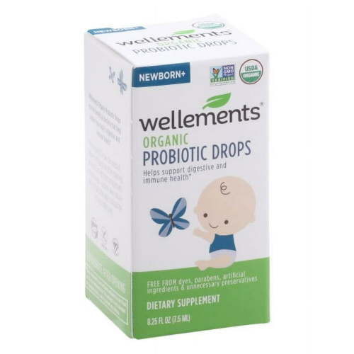 Wellements Organic Probiotic Drops, Newborn+, 0.25 fl oz (7.5 ml)