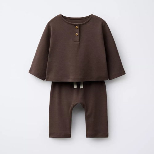 PLAIN T-SHIRT AND PANTS SET - Brown | ZARA United States