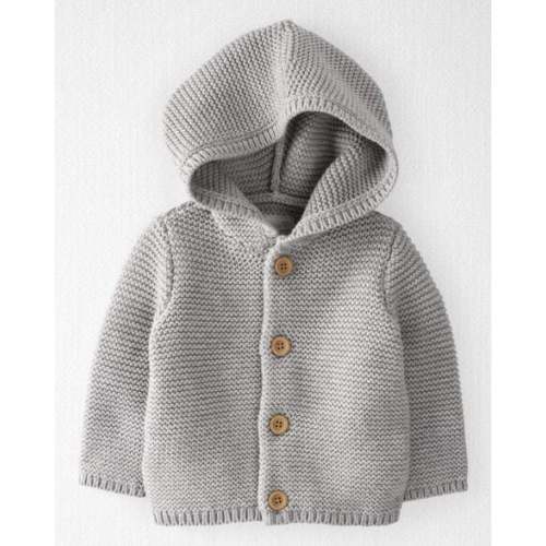Baby Organic Cotton Signature Stitch Cardigan - Grey - Little Planet | Carter's