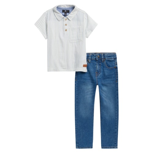 Kids' Stripe Polo & Jeans Set