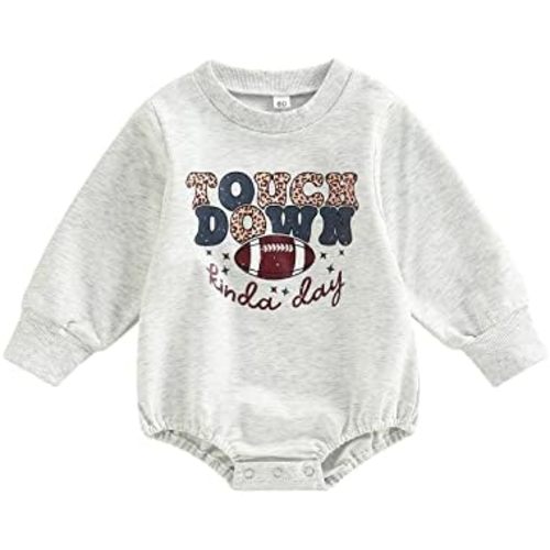 Kuriozud Newborn Baby Boy Girl Bubble Romper Funny Letter Long Sleeve Oversized Sweater Tops Fall Winter Clothes