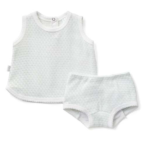 6M, PATY INC PatyKnit™ Pinstripe Sleeveless Diaper Set with Pima Trim