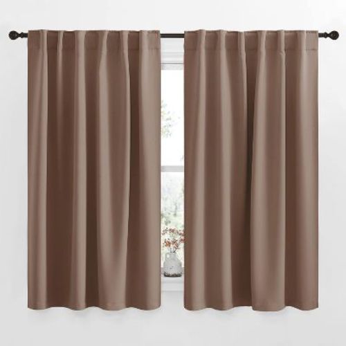 NICETOWN 52"x63" Blackout Window Curtains 2 Panels Cappuccino Thermal Drapes with Rod Pocket and Back Tab for Living Room Bedroom Camper