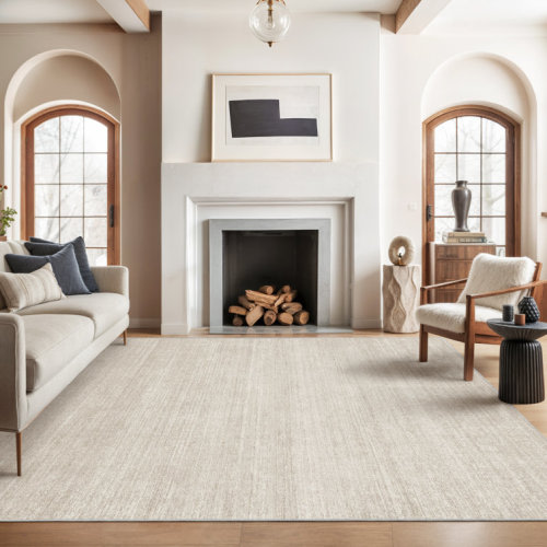 Vintage Striped Non Slip Washable Area Rug(Beige)