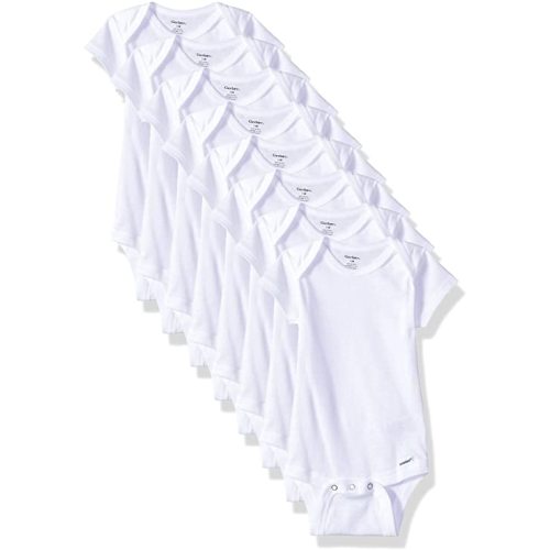 Gerber unisex-baby 8-pack Short Sleeve Onesies Bodysuits - 6-9 Months - Solid White