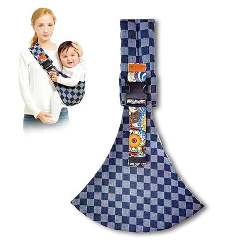 Baby Sling Carrier Newborn to Toddler Adjustable One-Shoulder Design with Hip Seat Support, Labor-Saving Baby Wraps Carrier 10-30 lbs(Square)