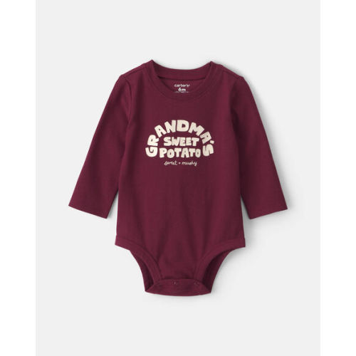 Baby 'Grandma's Sweet Potato' Long-Sleeve Graphic Bodysuit - Maroon | Carter's
