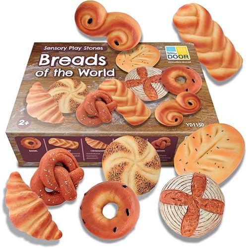 Yellow Door Sensory Play Stones, Breads of The World, Set of 8