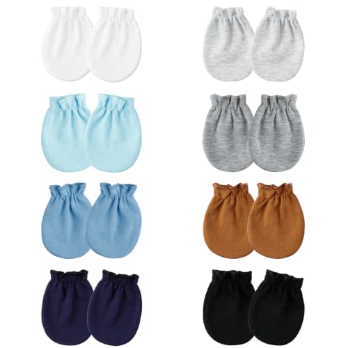 8 Pairs Baby Mittens Newborn No Scratch Infant Gloves Mittens 0-6 Months | Soft Breathable Baby Girl Boy Essentials