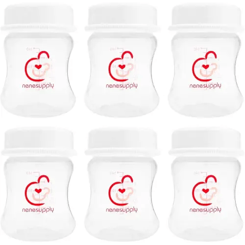Nenesupply 4.7oz 6pc Wide Neck Breastmilk Storage Bottles Breast Pump Bottles Use on Pumping with Spectra S1 S2 Synergy Gold Breast Pumps Collection Replace Spectra Bottles for Pumping Wide Mouth