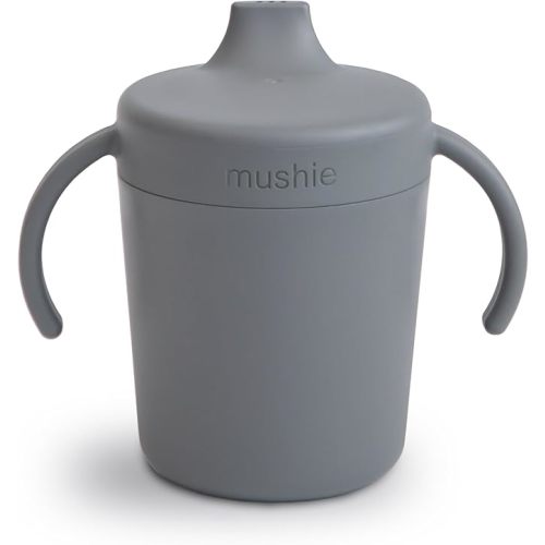 mushie Trainer Sippy Cup | Made in Denmark | Leak Resistant Twist-Off Lid & Handles | 6 Months + (Smoke)