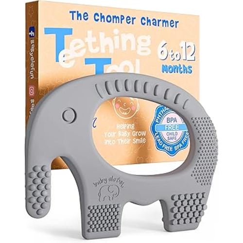 Baby Elefun Baby Teething Toys 5X Pain Relief Zero Delay 6-12 Months Gray