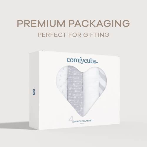 Muslin Swaddle Blankets, Pack of 4, 47" x 47" by Comfy Cubs